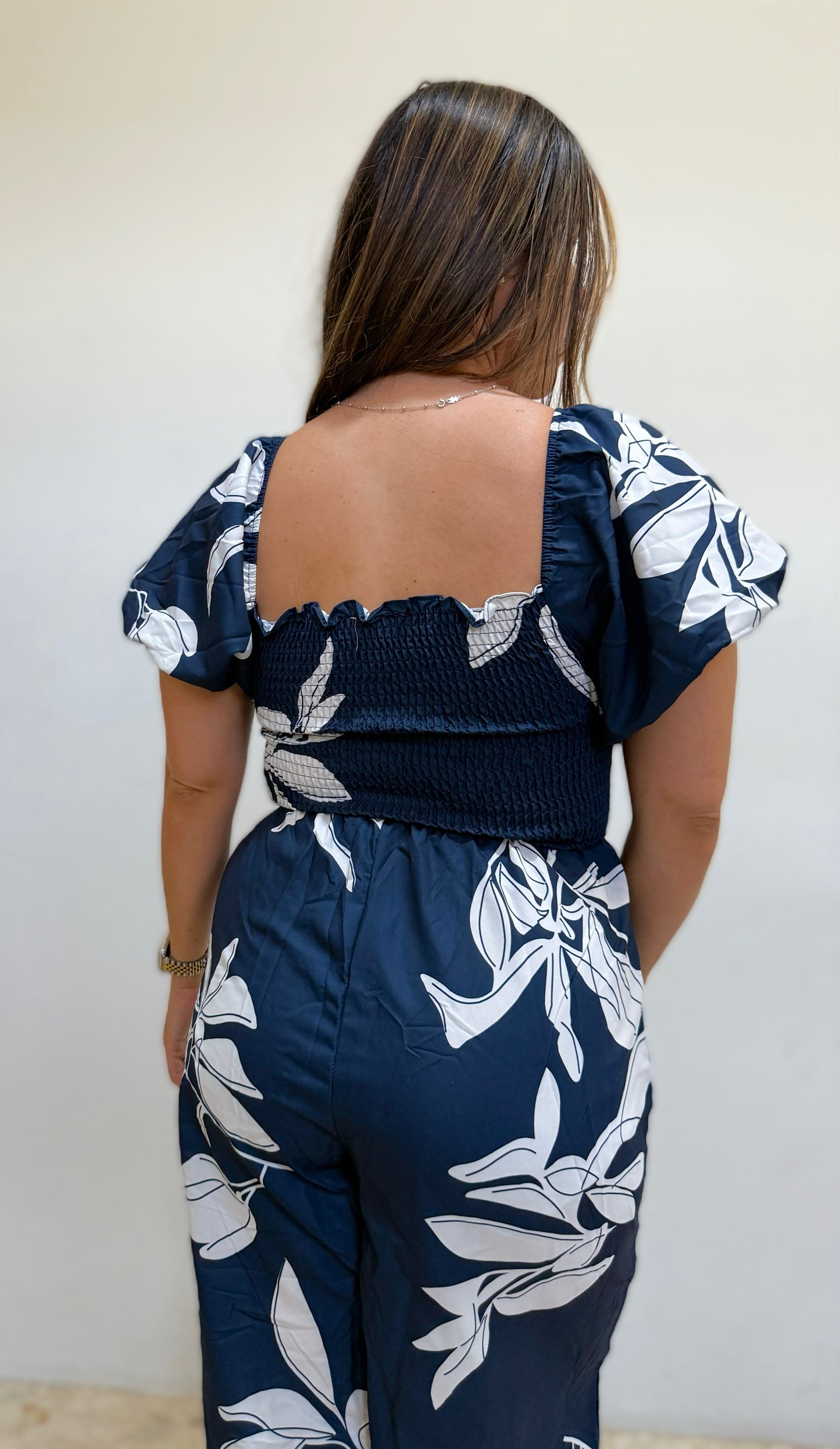 Navy floral jumpsuit