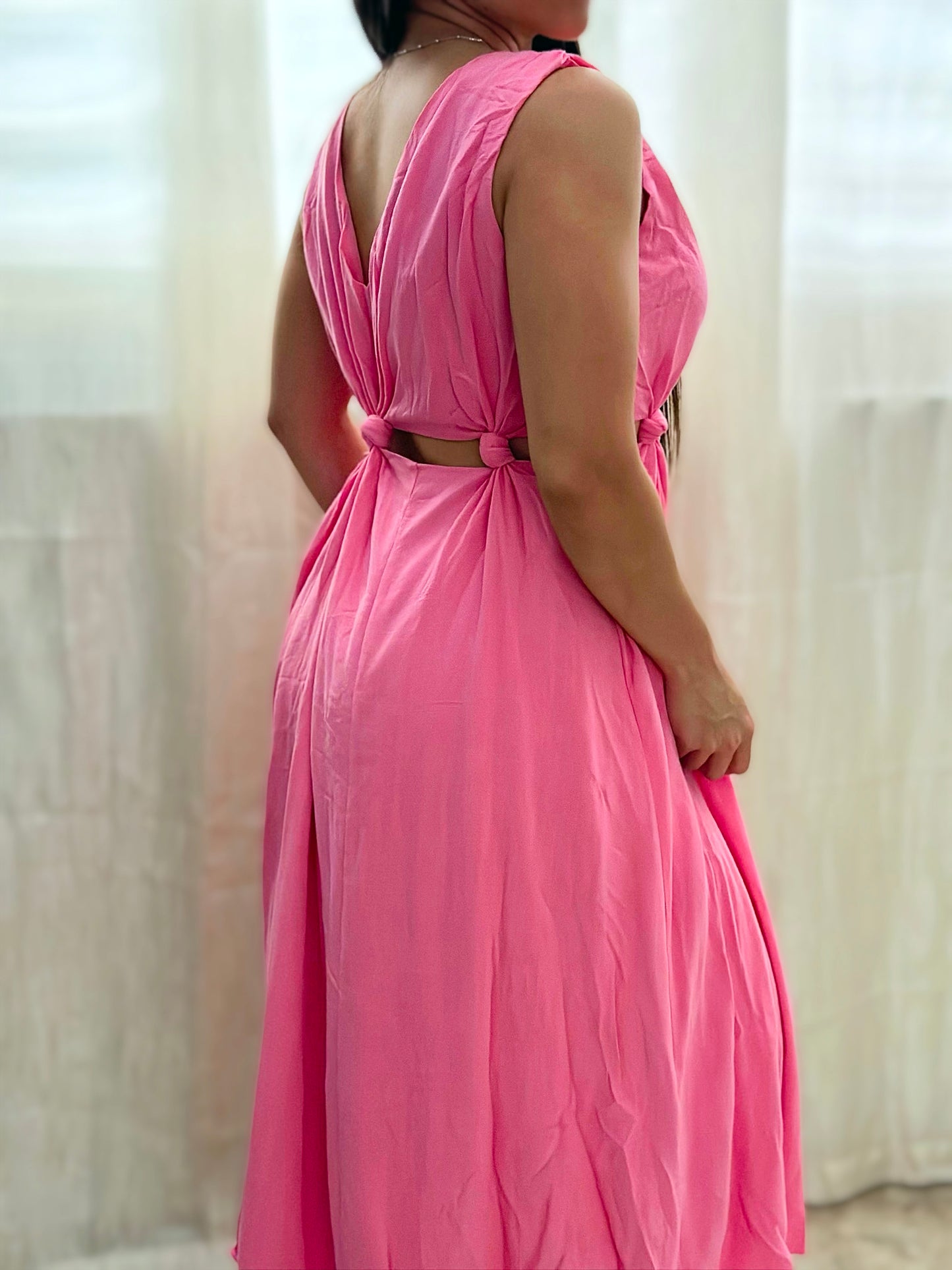 Pink Bloom Midi Dress