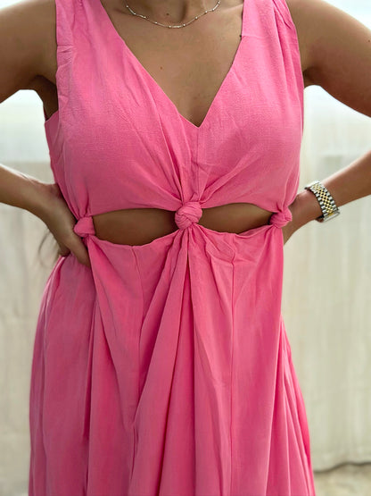 Pink Bloom Midi Dress
