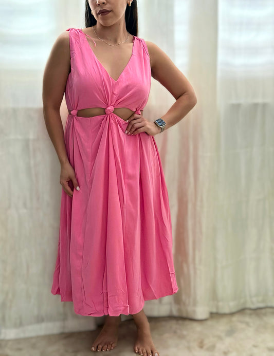 Pink Bloom Midi Dress